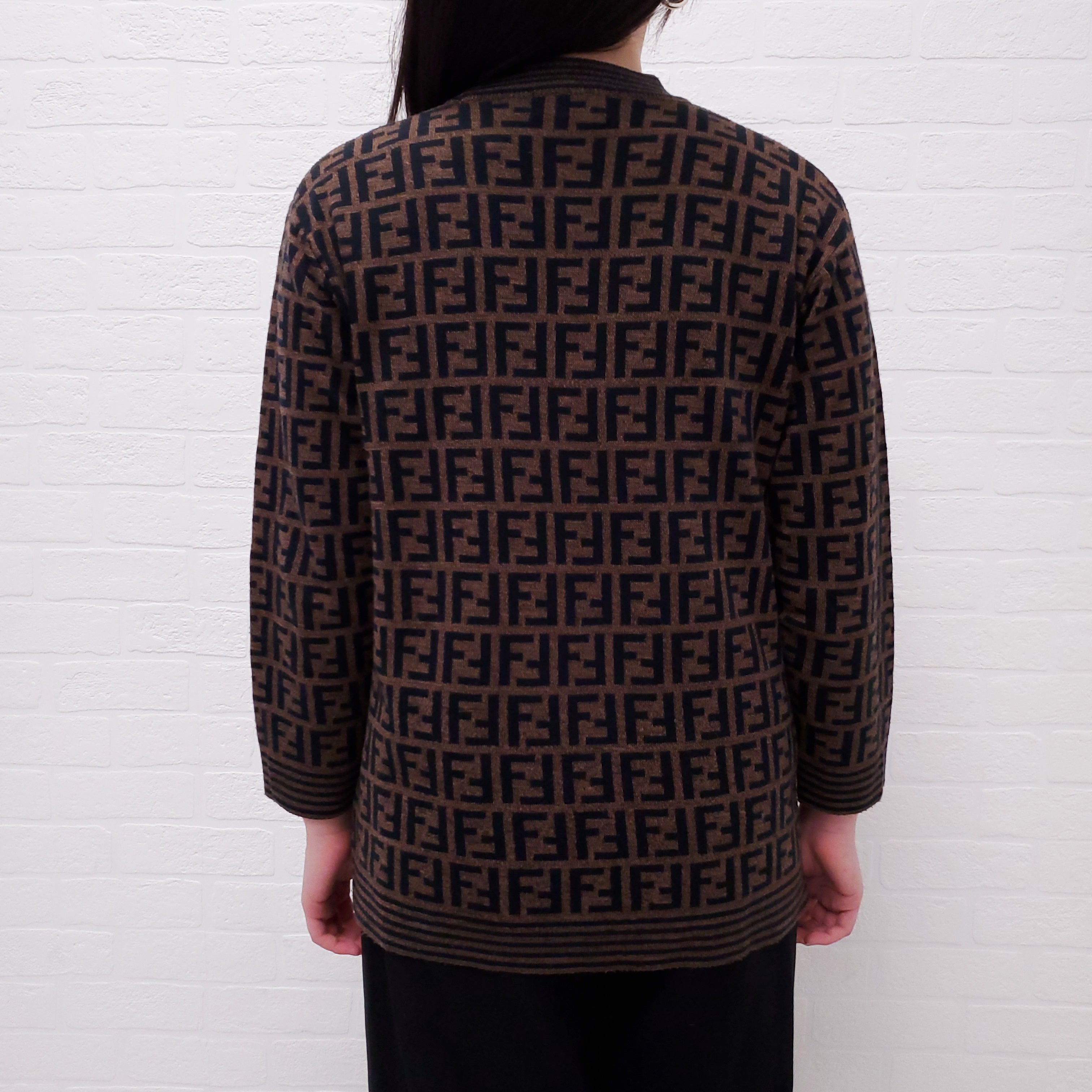FENDI BROWN LOGO SWEATER - SIZE L