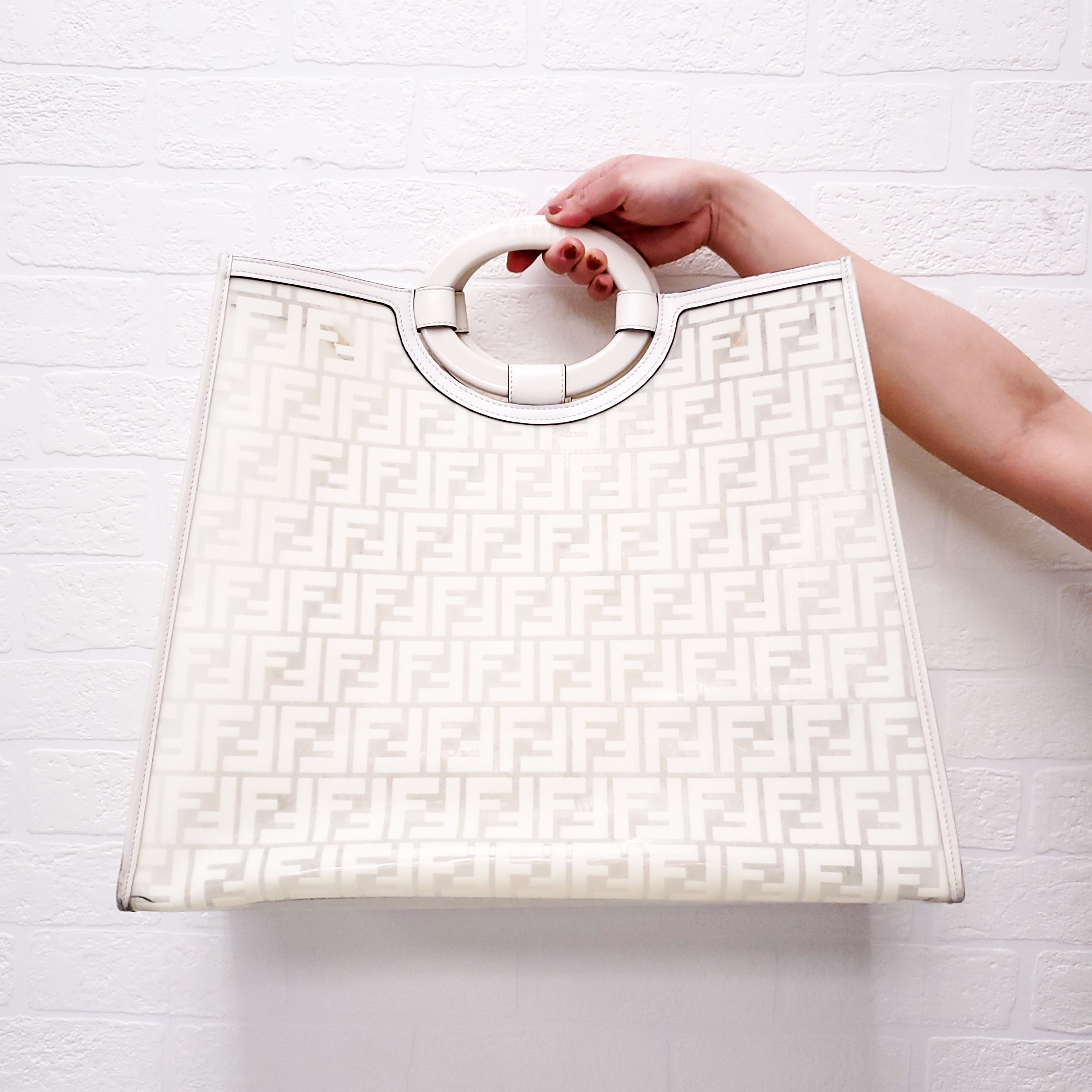 FENDI CREAM LARGE SHOPPER TOTE