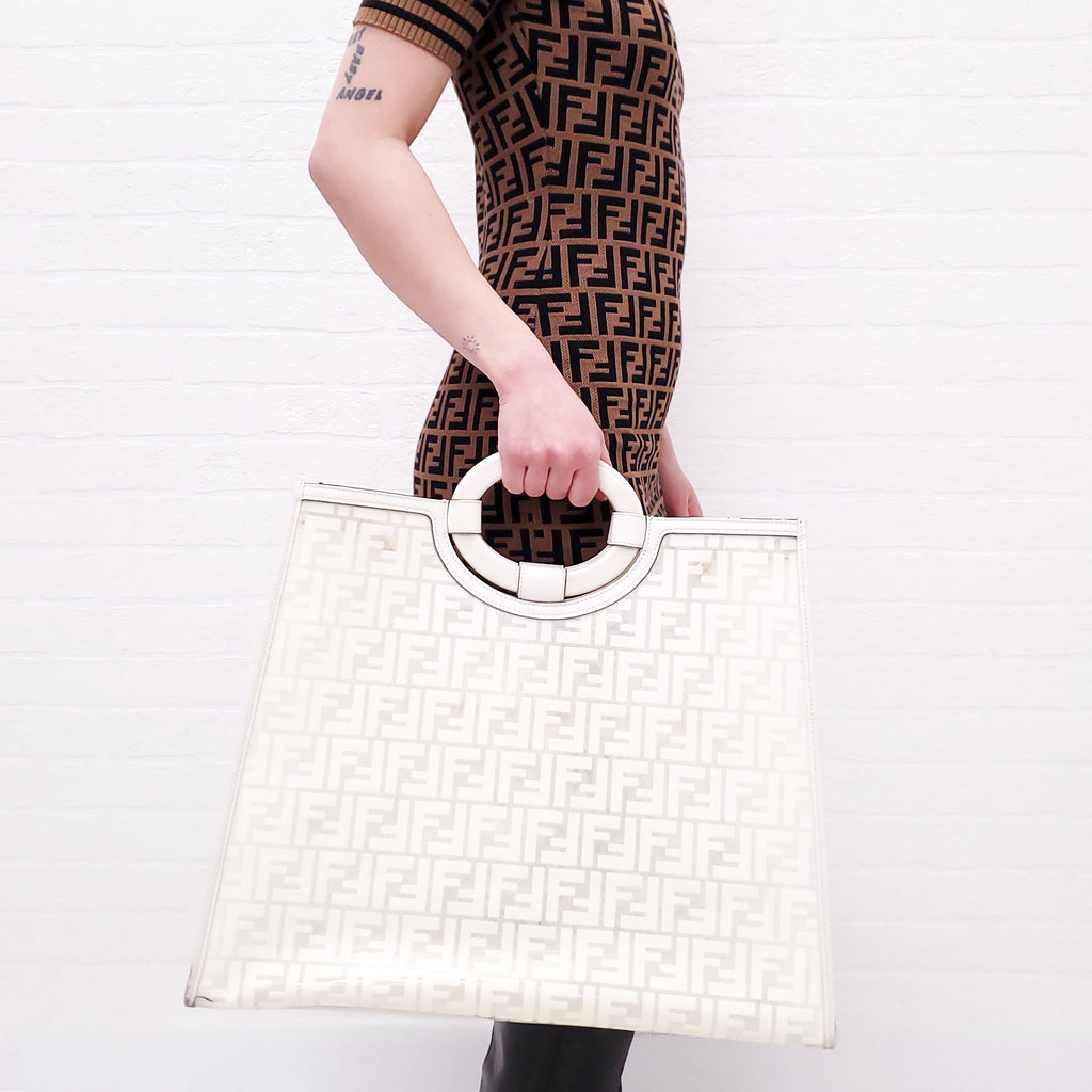 FENDI CREAM LARGE SHOPPER TOTE