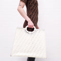 FENDI CREAM LARGE SHOPPER TOTE