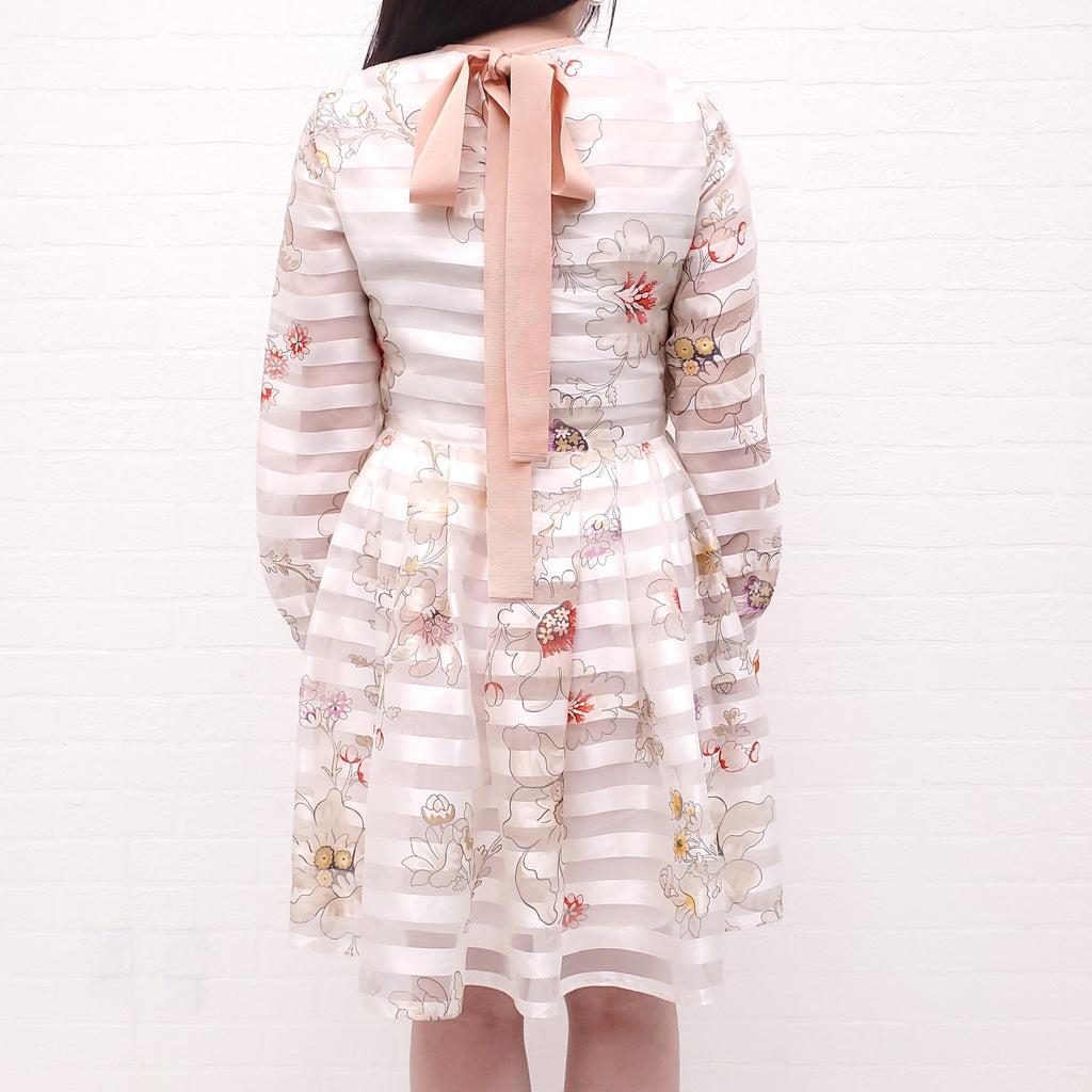 FENDI CREAM SILK PODESWA FLORAL DRESS - SIZE 42