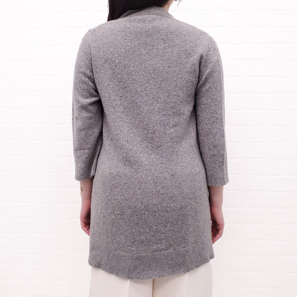 FENDI GREY CARDIGAN WITH FUR DETAIL - SIZE 42