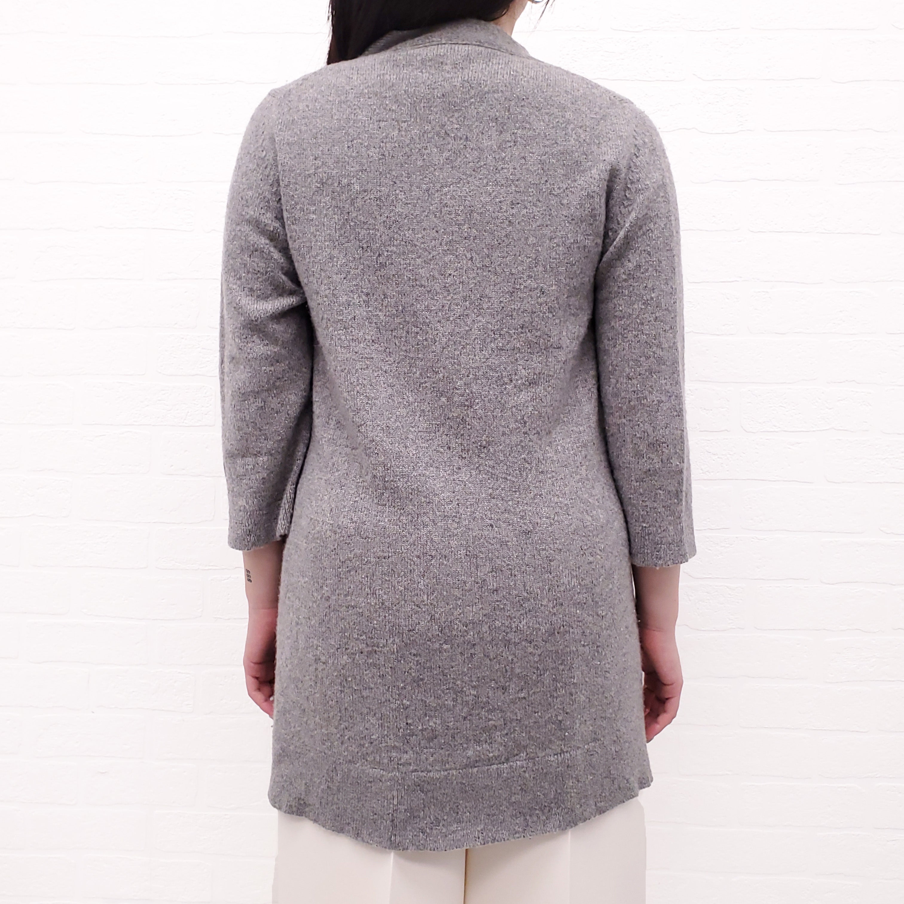 FENDI GREY CARDIGAN WITH FUR DETAIL - SIZE 42