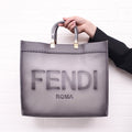 FENDI GREY LEATHER MEDIUM SUNSHINE TOTE