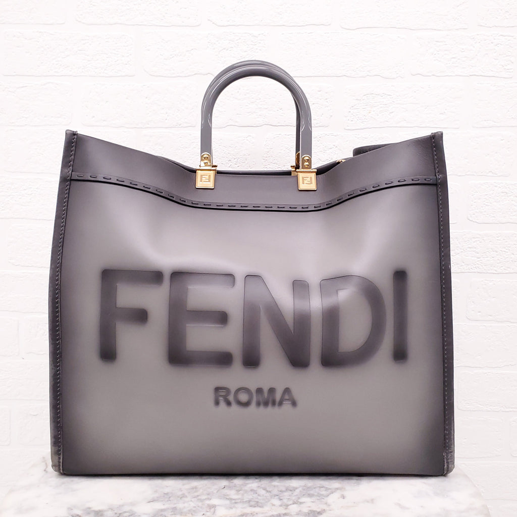 FENDI GREY LEATHER MEDIUM SUNSHINE TOTE