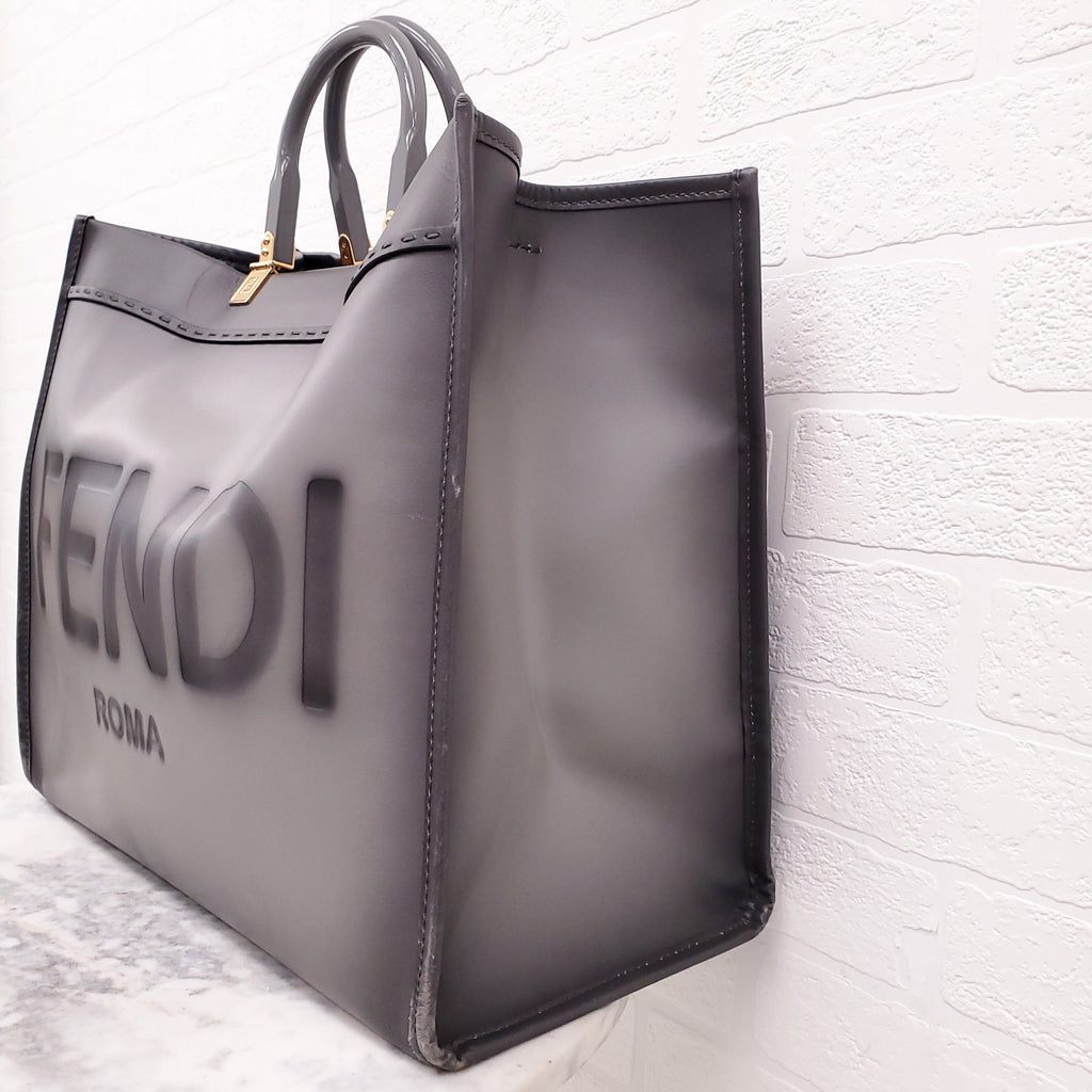 FENDI GREY LEATHER MEDIUM SUNSHINE TOTE