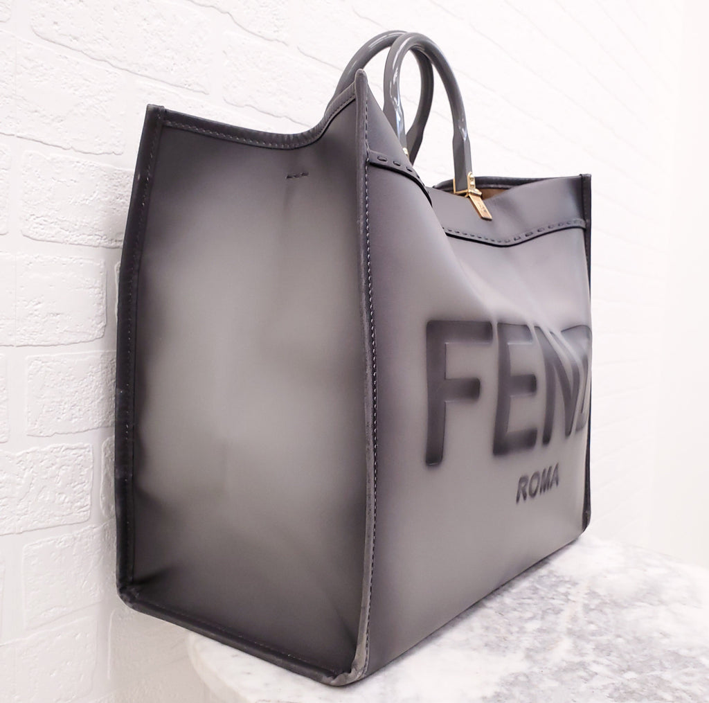 FENDI GREY LEATHER MEDIUM SUNSHINE TOTE