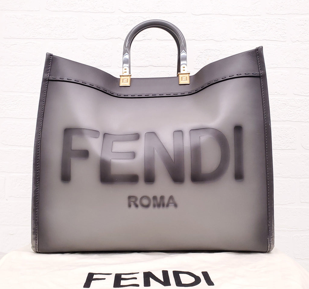 FENDI GREY LEATHER MEDIUM SUNSHINE TOTE