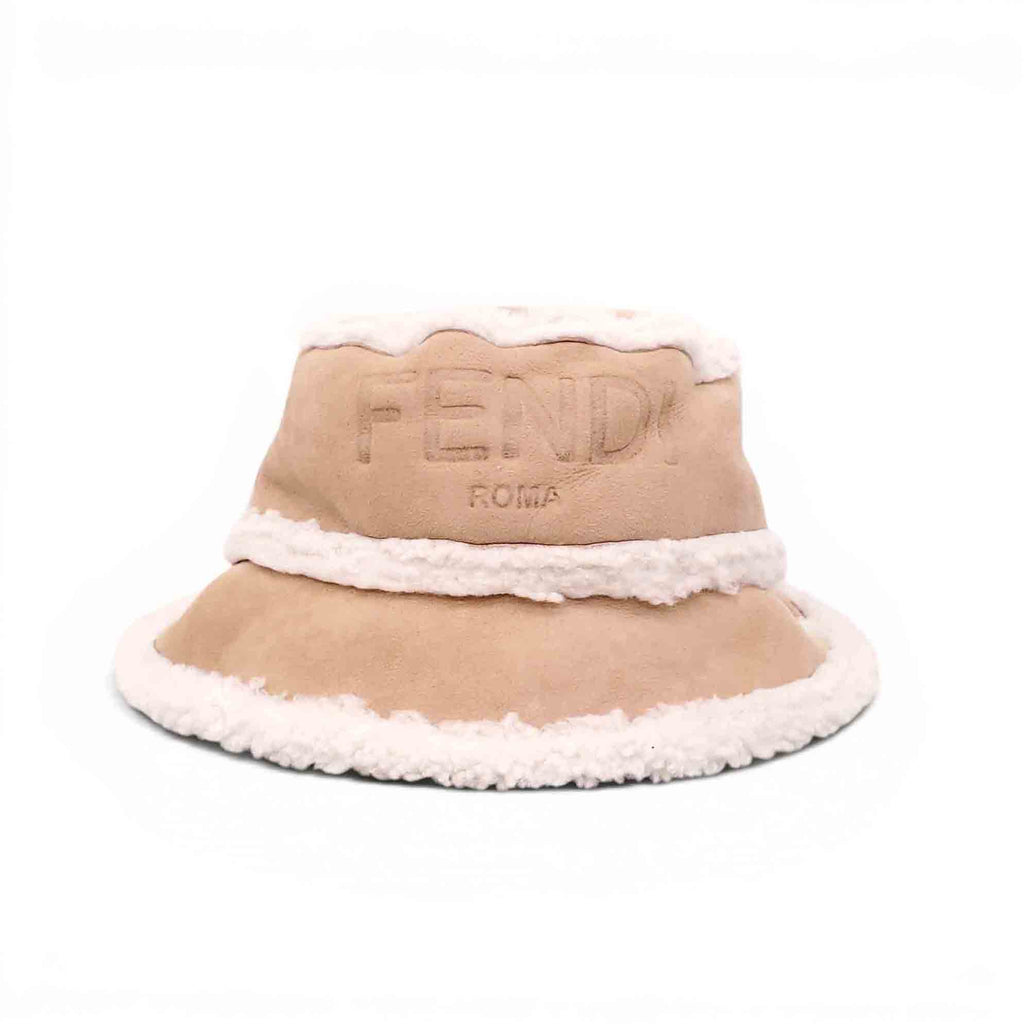 FENDI LOGO SHEARLING HAT - MEN'S SIZE S