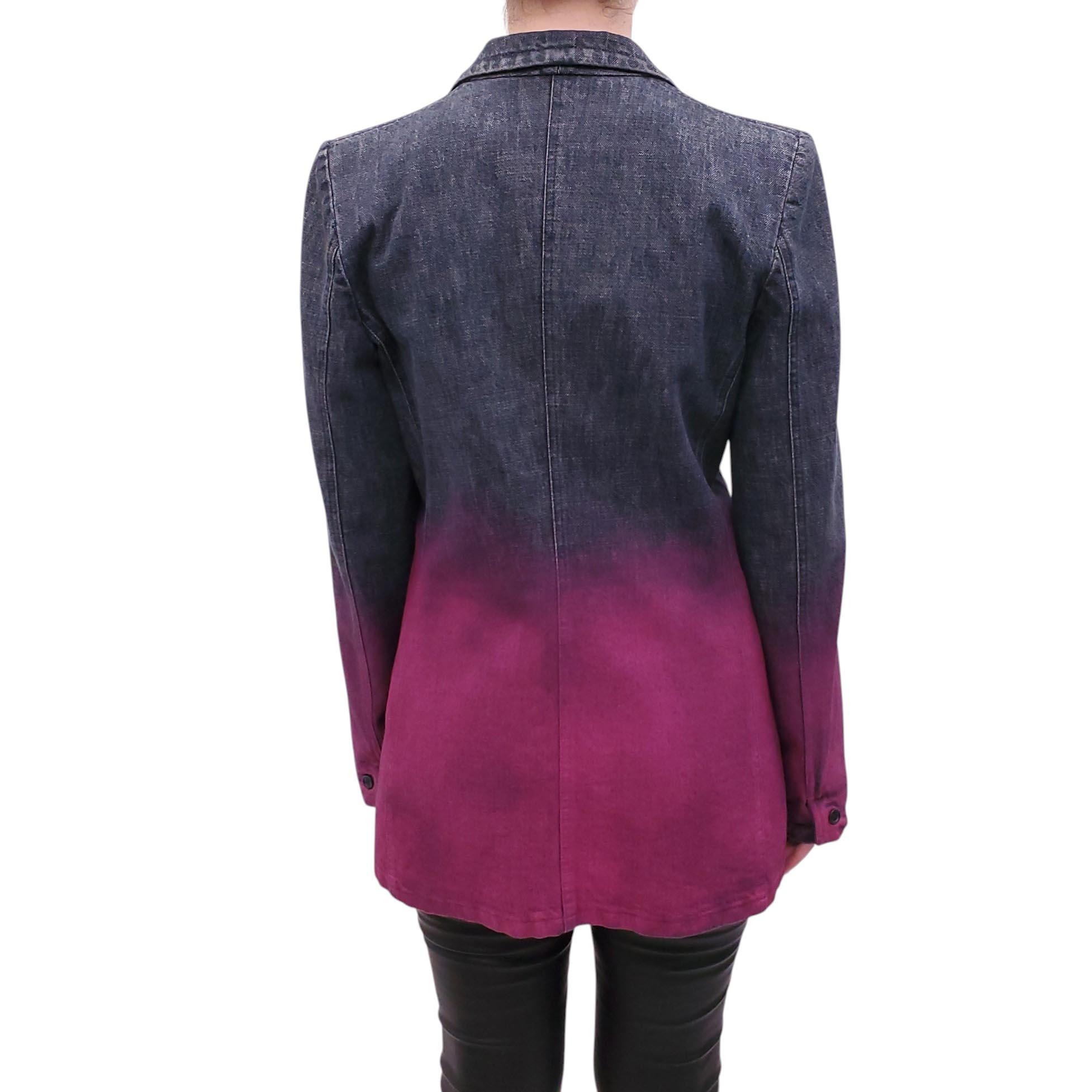 FENDI OMBRE EMBELLISHED DENIM JACKET - SIZE S