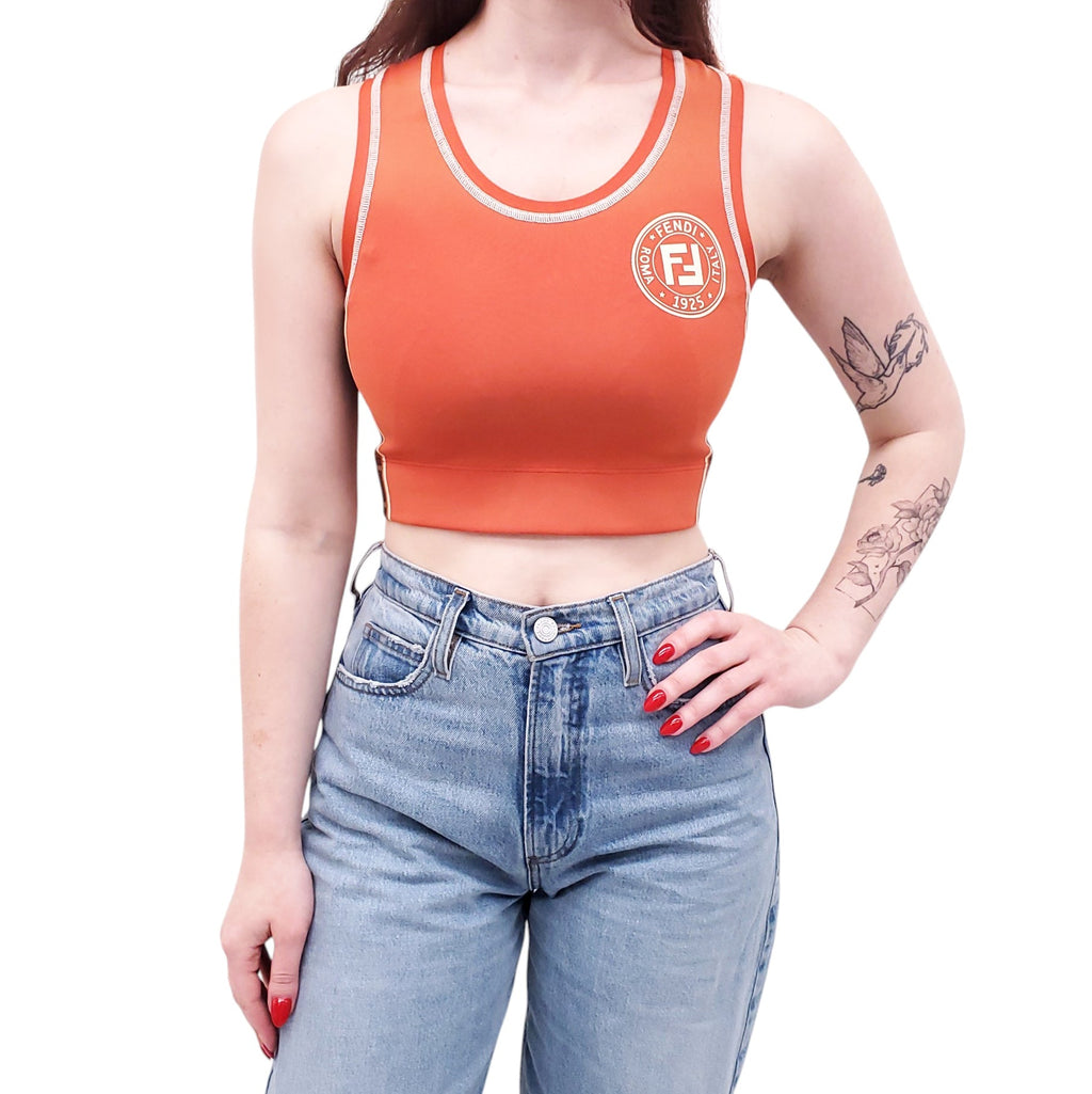 FENDI ORANGE LOGO SPORTS BRA - SIZE S