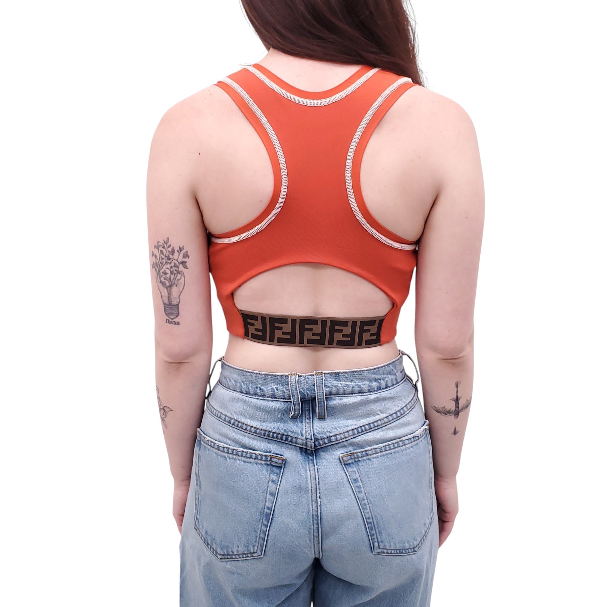 FENDI ORANGE LOGO SPORTS BRA - SIZE S