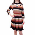 FENDI STRIPED KNIT DRESS WITH MINK FLOWER DETAIL - SIZE 42