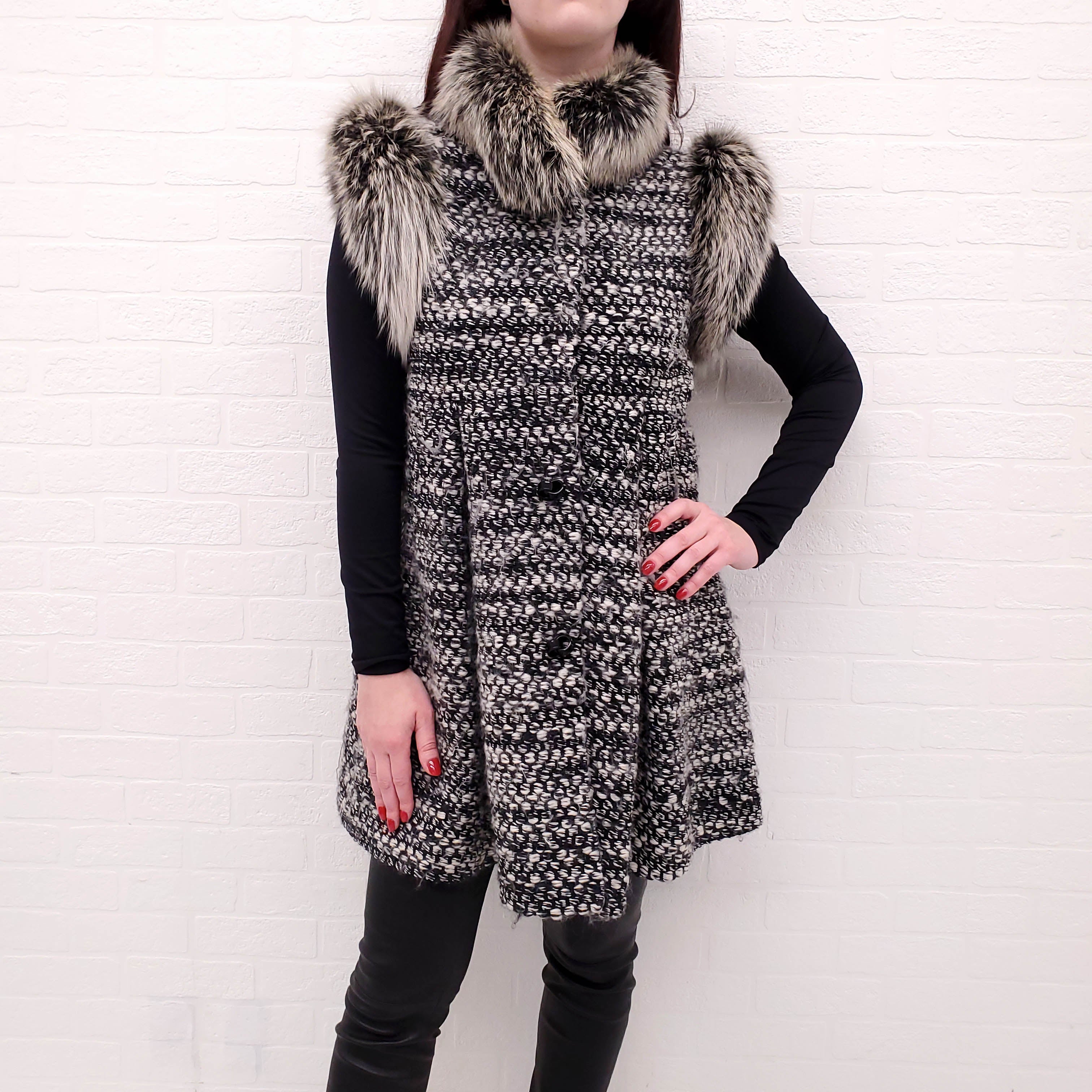 FENDI SWEATER JACKET WITH FUR - SIZE 40