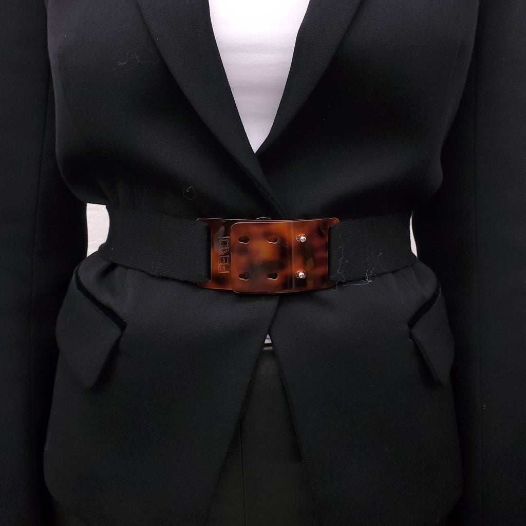 FENDI TORTOISE SHELL LOGO BELT - SIZE S