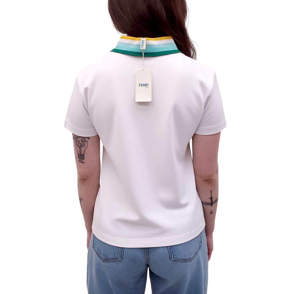 FENDI YELLOW AND GREEN LOGO POLO TOP - KIDS' SIZE 12+ (XS)