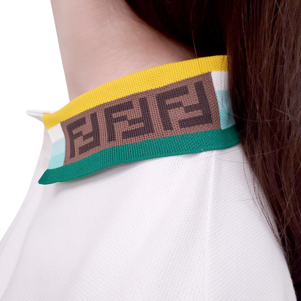 FENDI YELLOW AND GREEN LOGO POLO TOP - KIDS' SIZE 12+ (XS)