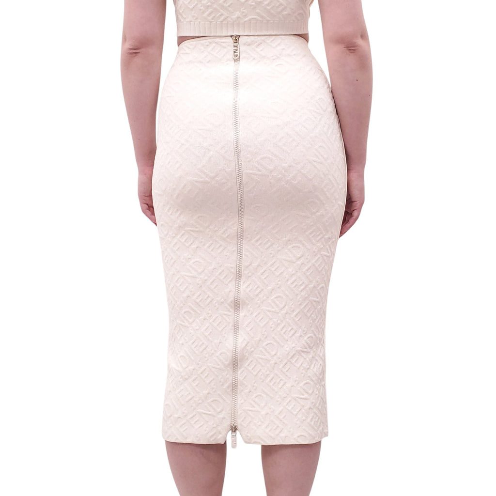 FENDI x SKIMS CREAM LOGO SKIRT SET - SIZE 42