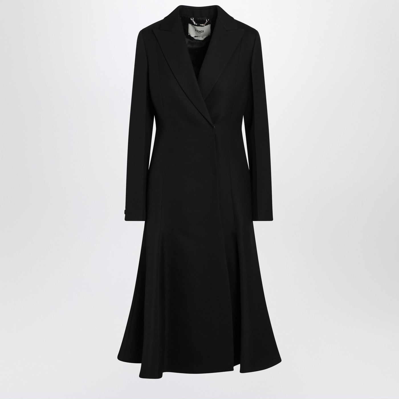 Fendi Black Grain De Poudre Wool Coat Women