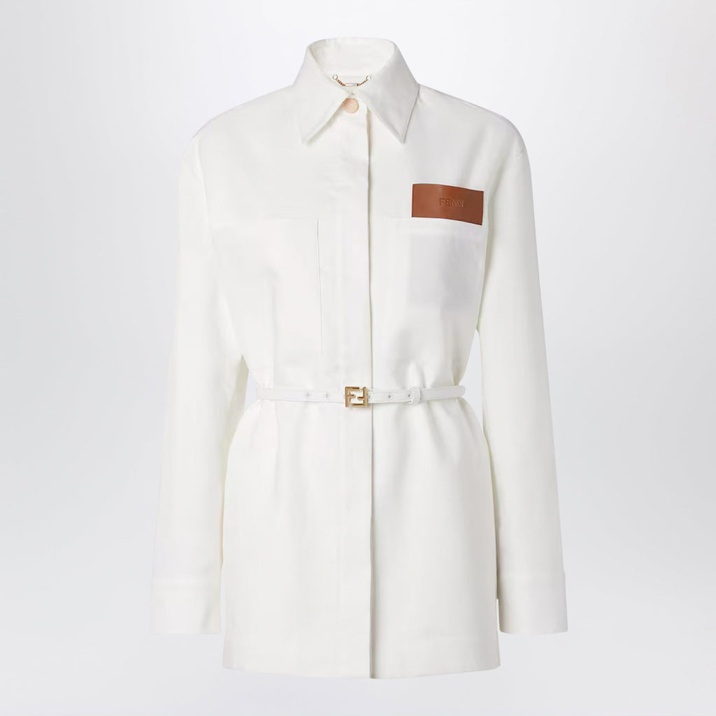 Fendi Go-To Jacket In White Linen And Cotton Women