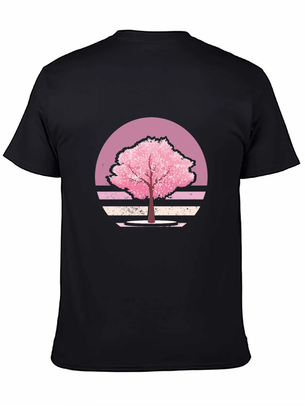 Cherry Blossom Sunset Black T-Shirt