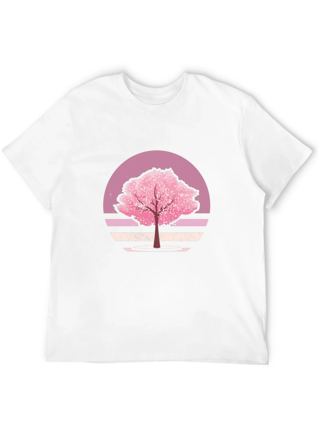 Cherry Blossom Sunset Black T-Shirt