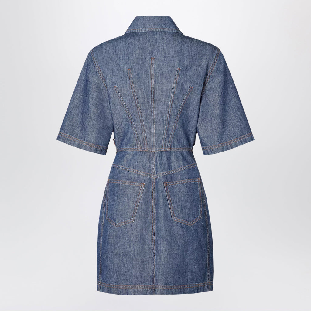 Fendi Navy Blue Chambray Dress Women