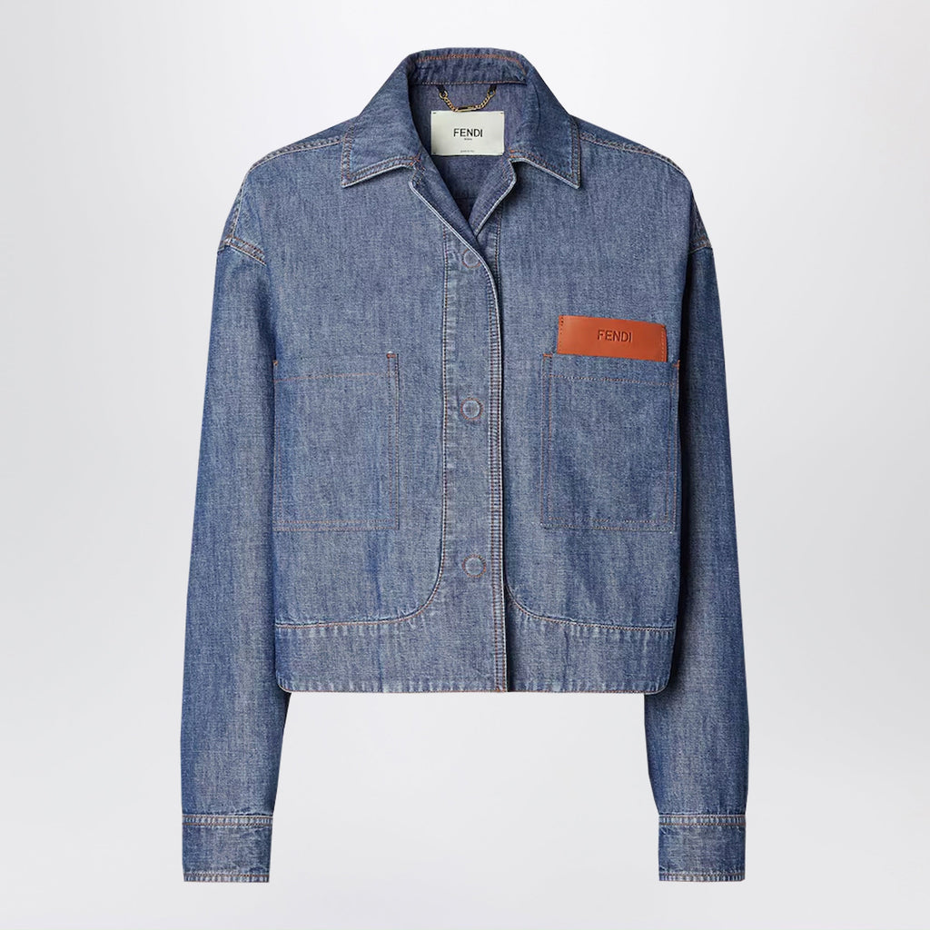 Fendi Navy Blue Chambray Jacket Women