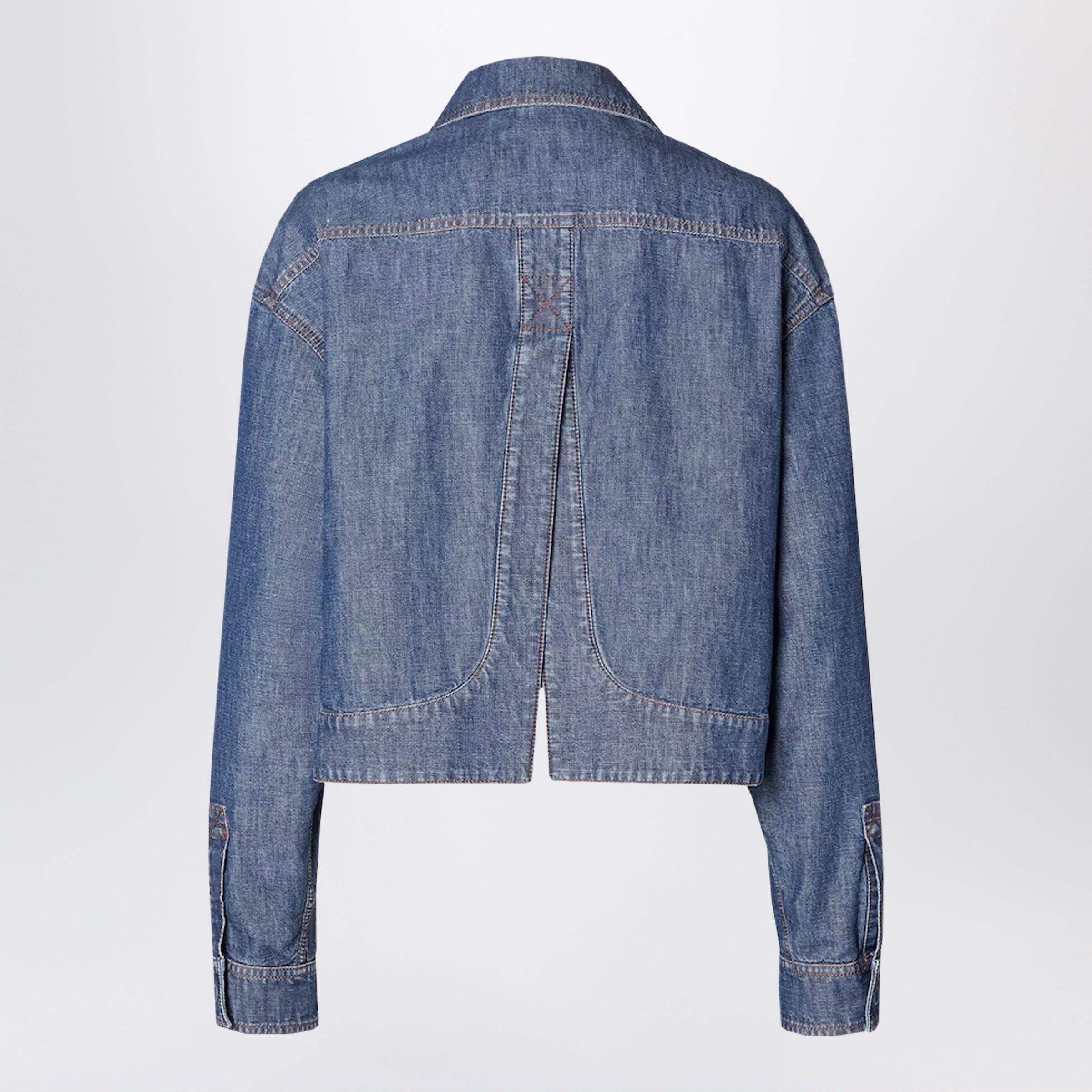 Fendi Navy Blue Chambray Jacket Women