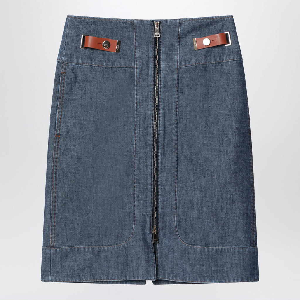 Fendi Blue Chambray Denim Skirt Women