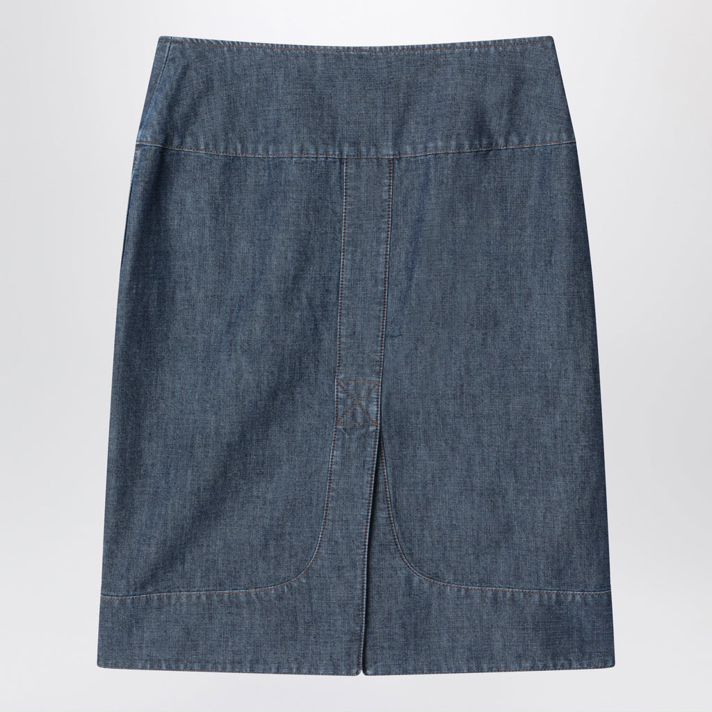Fendi Blue Chambray Denim Skirt Women