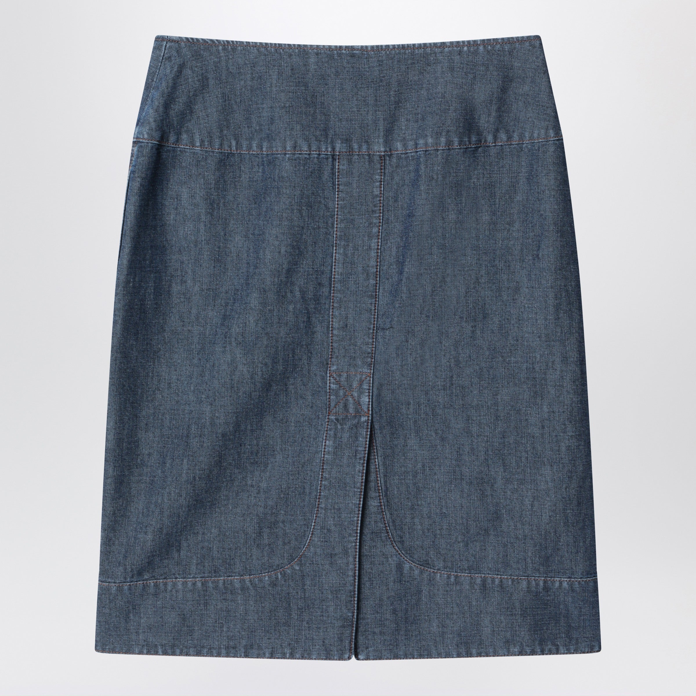 Fendi Blue Chambray Denim Skirt Women