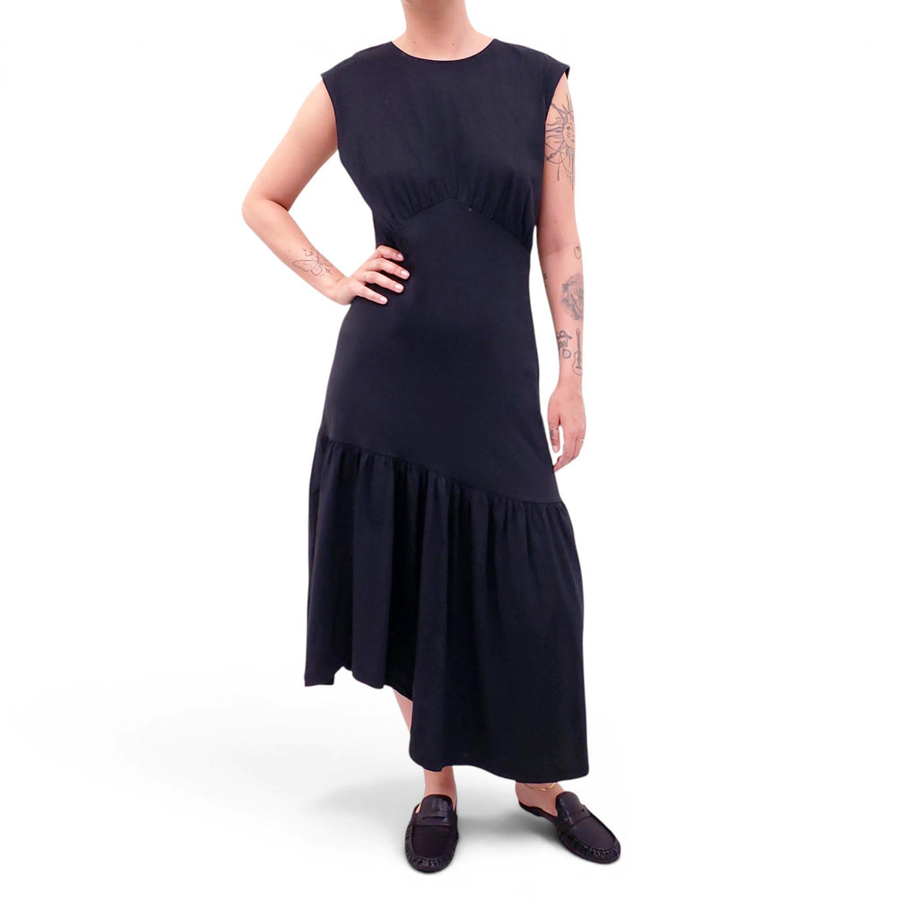 FRAME BLACK JERSEY COTTON DRESS - SIZE L