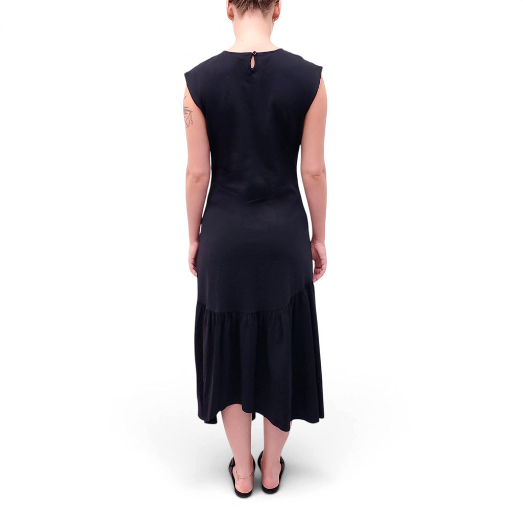 FRAME BLACK JERSEY COTTON DRESS - SIZE L