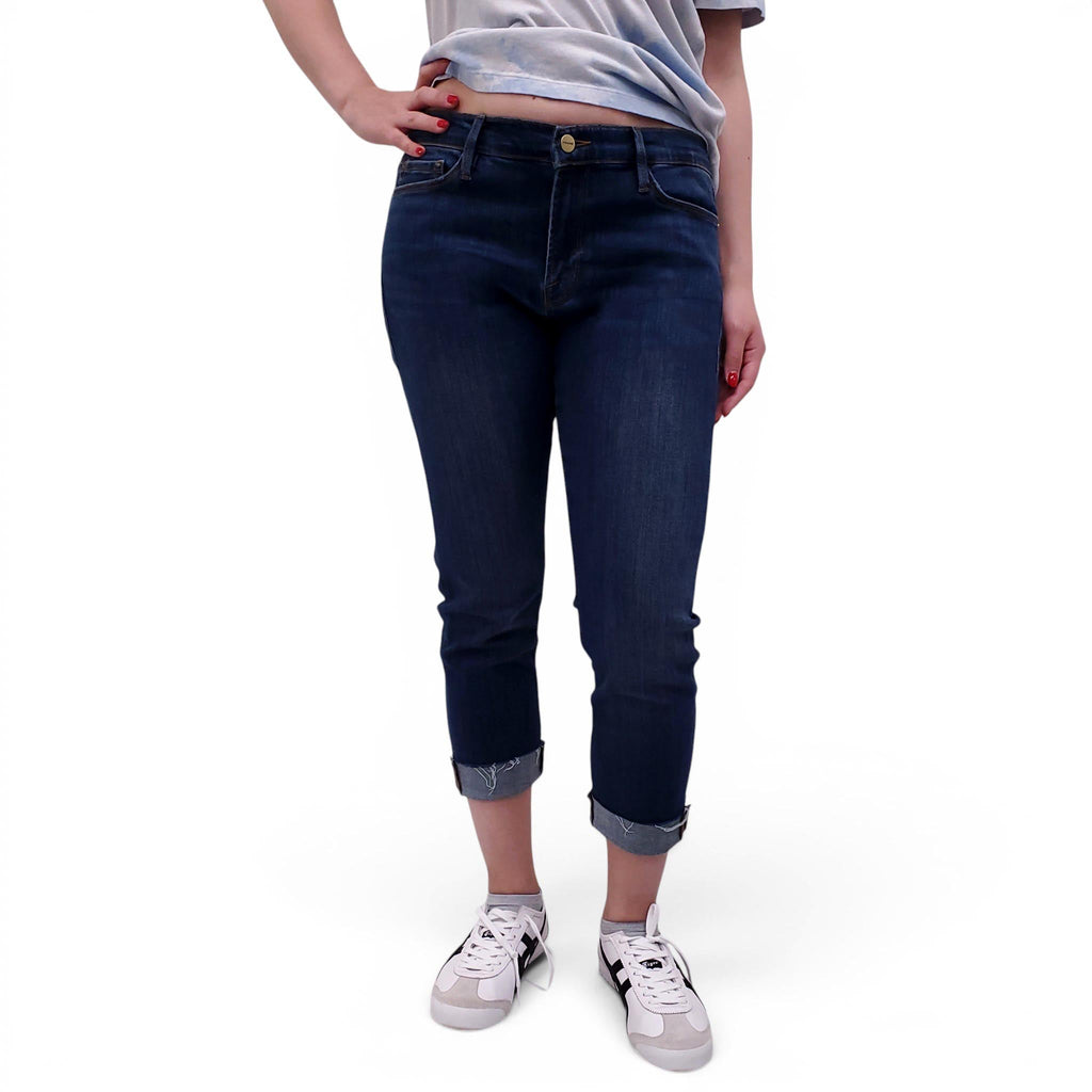 FRAME DARK WASH ‘LE GARÇON’ CUFFED JEANS - SIZE 30
