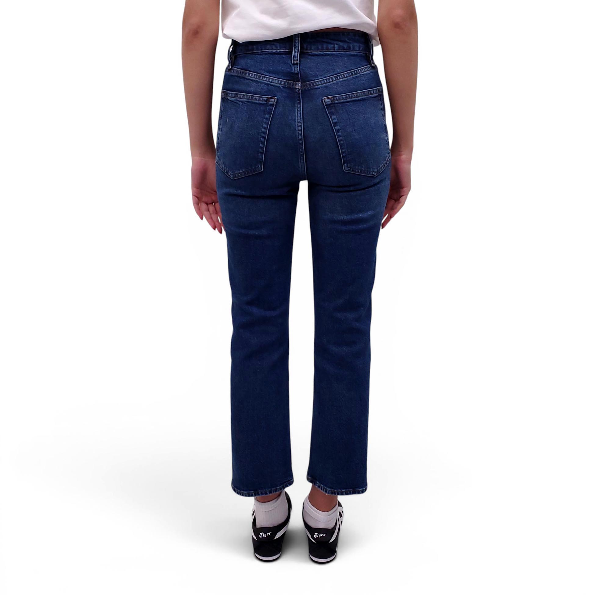 FRAME MEDIUM BLUE WASH 'THE RULER CROP' JEANS - SIZE 26