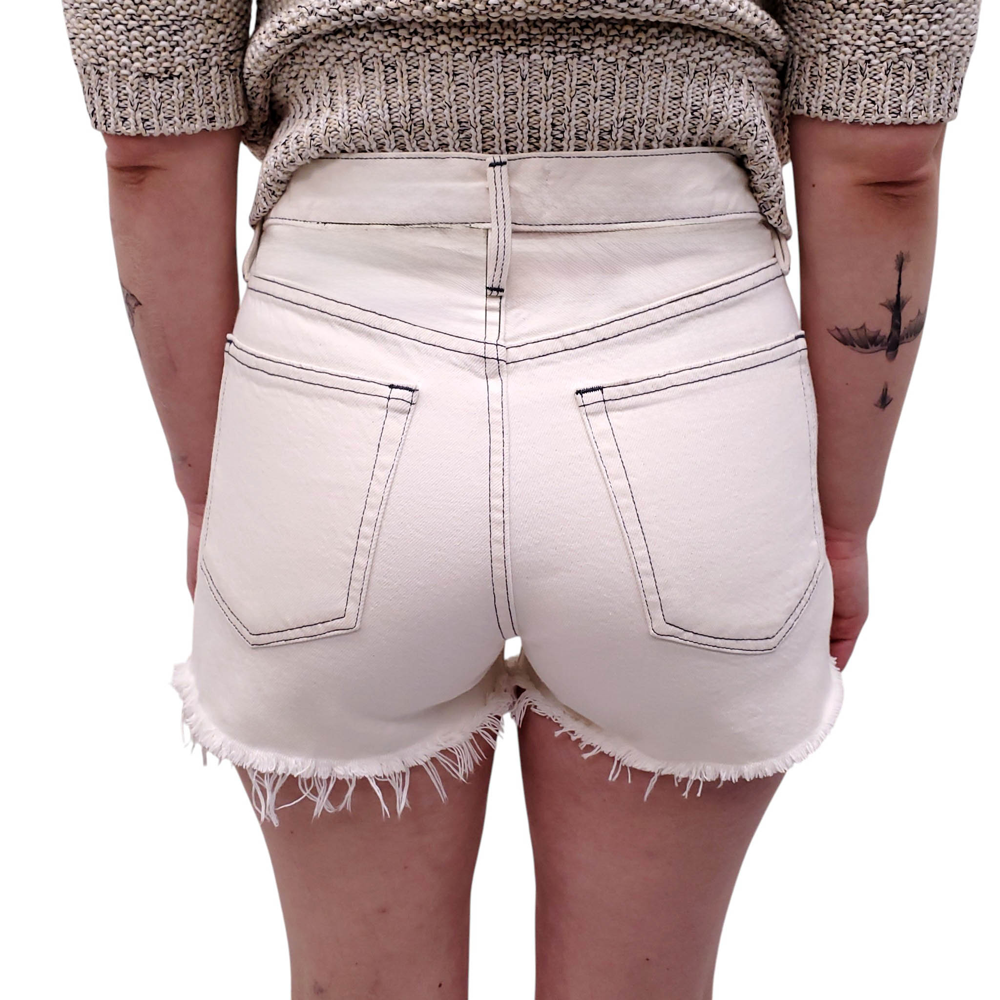 FRAME ‘LE BRIGETTE’ WHITE DENIM SHORTS - SIZE 25
