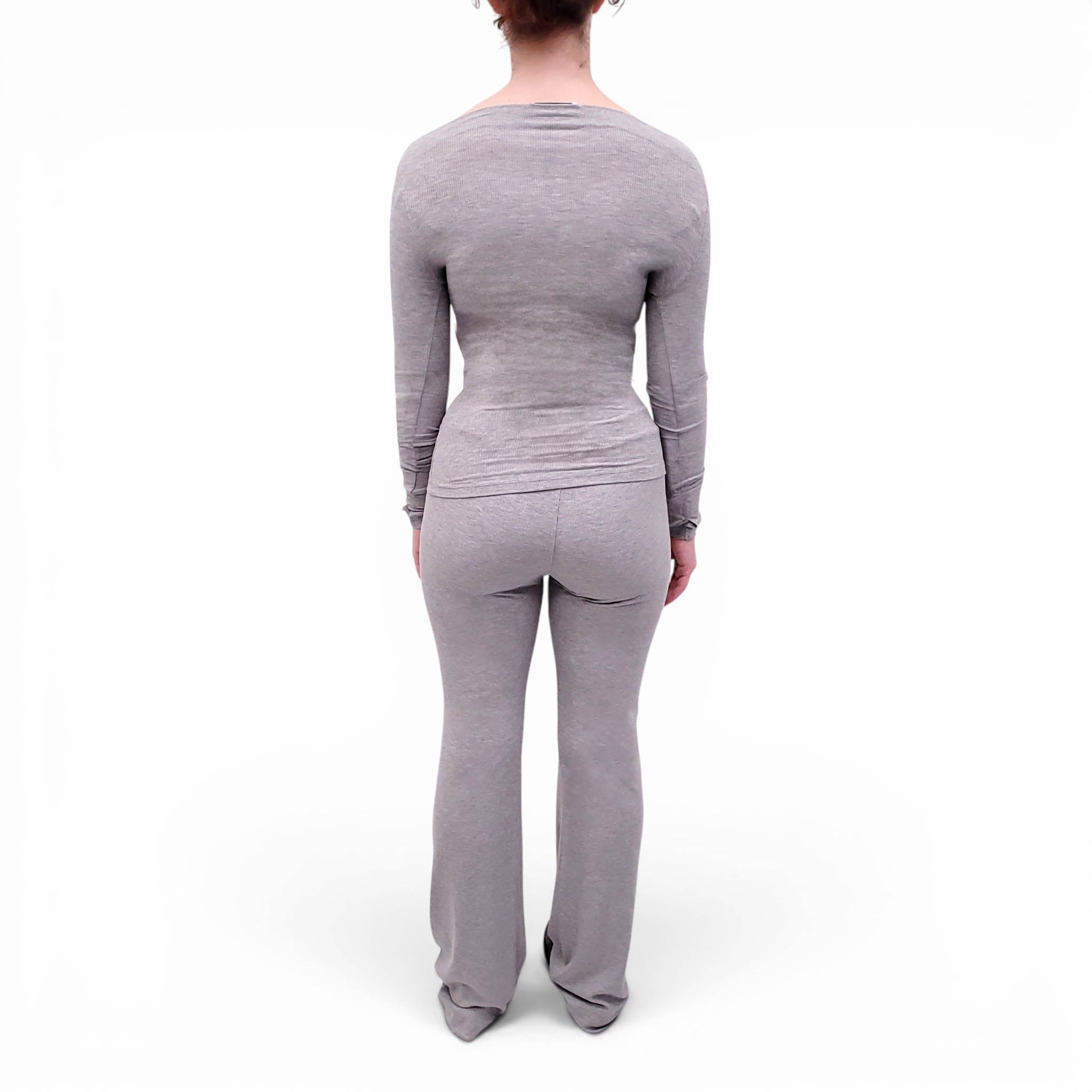 FRANKIES BIKINIS GREY RIBBED PANTS SET - SIZE XS/L