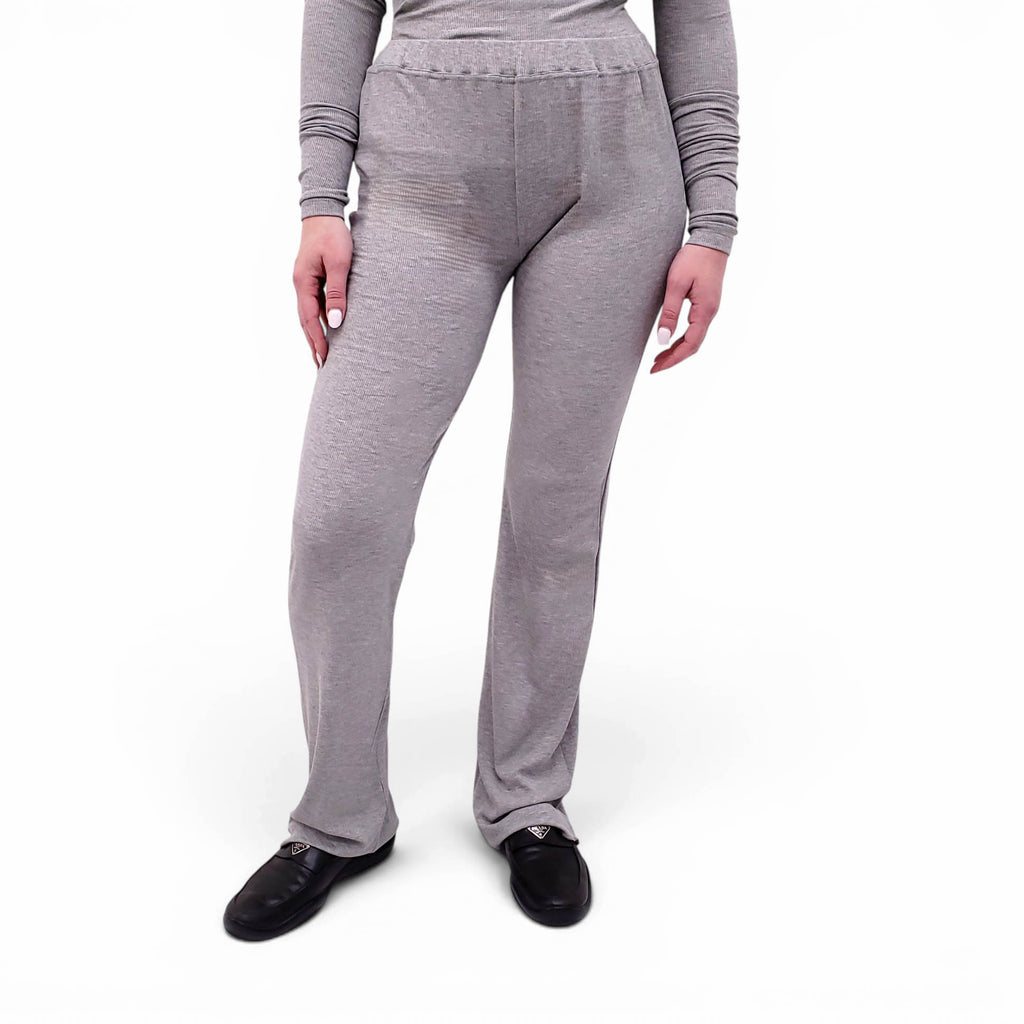FRANKIES BIKINIS GREY RIBBED PANTS SET - SIZE XS/L