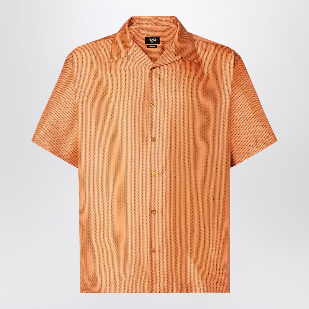 Fendi Orange Silk Shirt Men