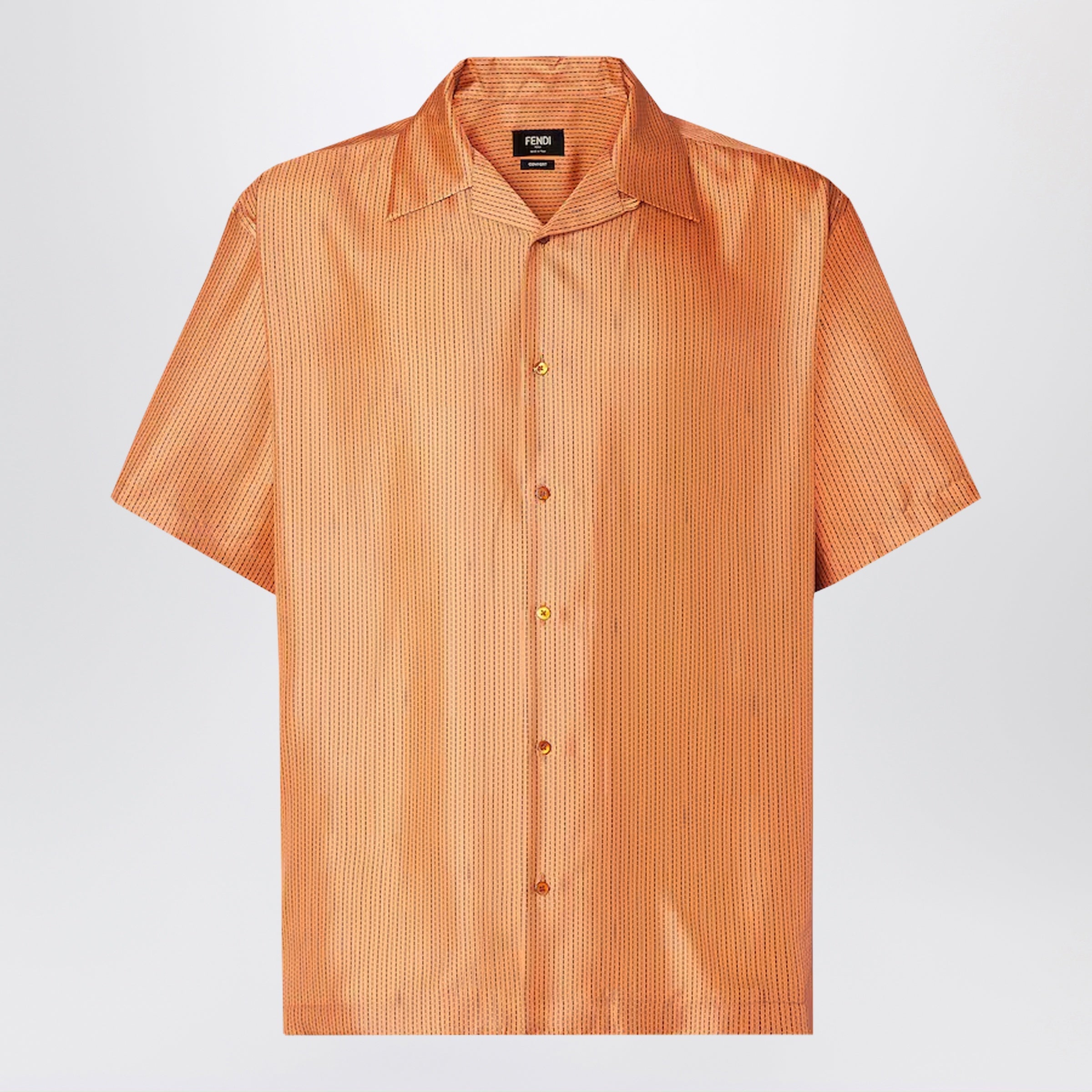 Fendi Orange Silk Shirt Men