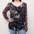 FUZZI FLORAL MESH TOP - SIZE 44