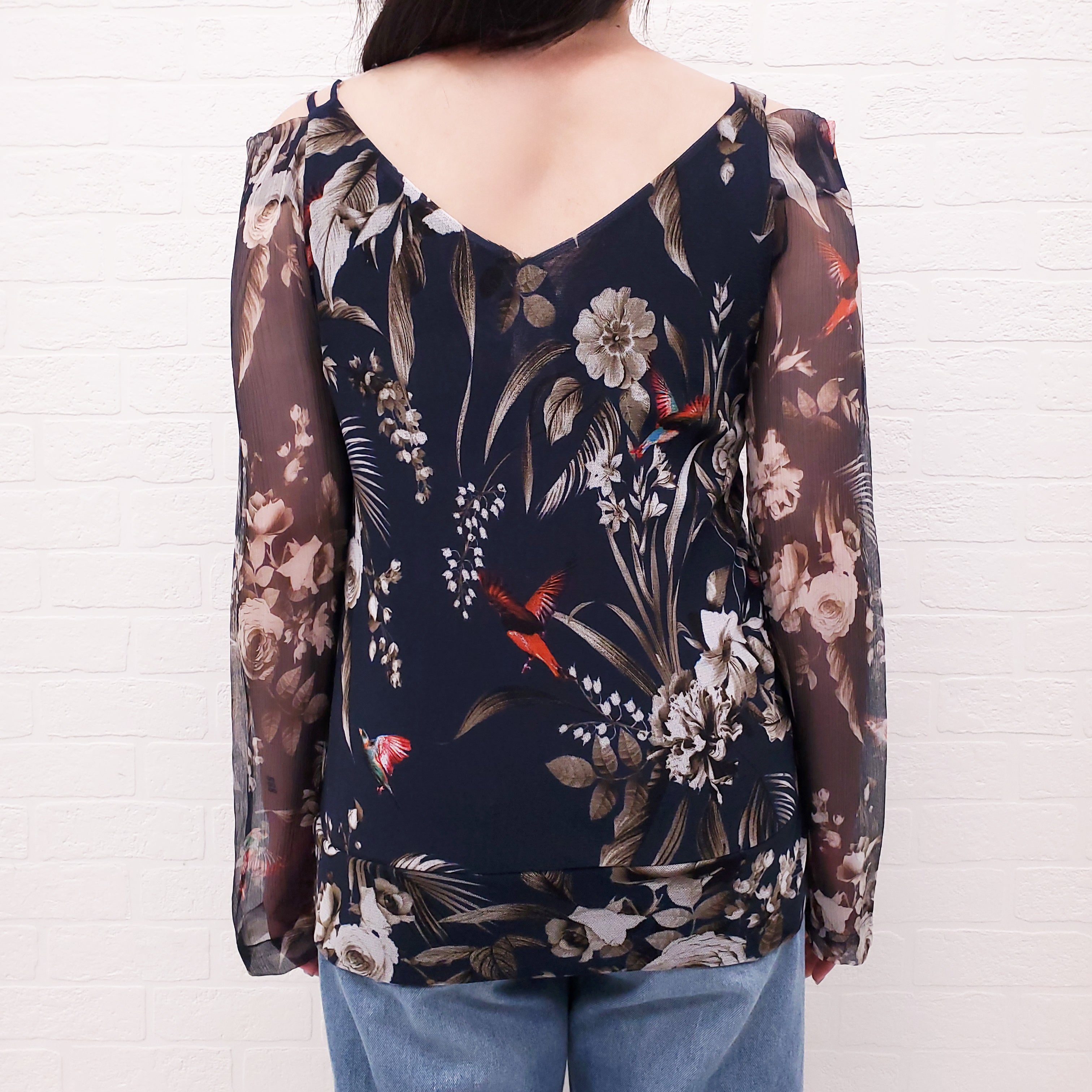 FUZZI FLORAL MESH TOP - SIZE 44