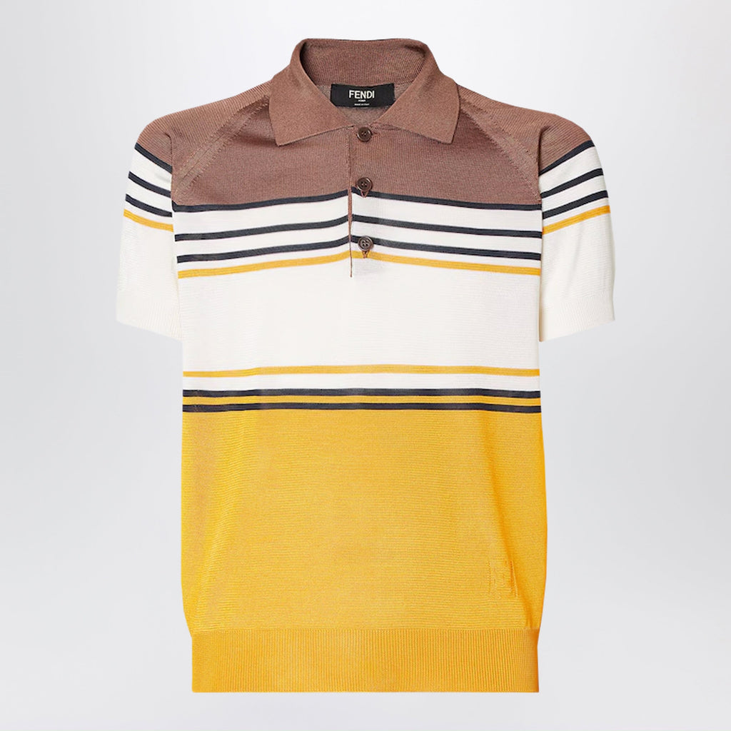 Fendi Multicoloured Striped Viscose Polo Shirt Men