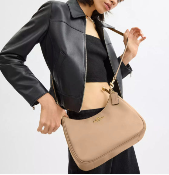 NWT Coach Leather Teri Hobo Bag In Gold/Tan