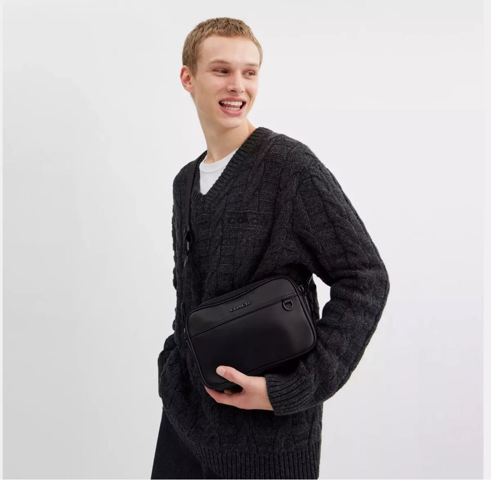 NWT Coach Men’s Graham Crossbody Bag In Smooth Calf Leather- Black