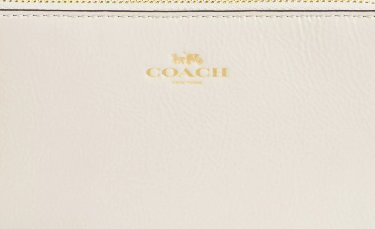 NWT Coach Leather Corner Zip Wristlet Wallet In Chalk