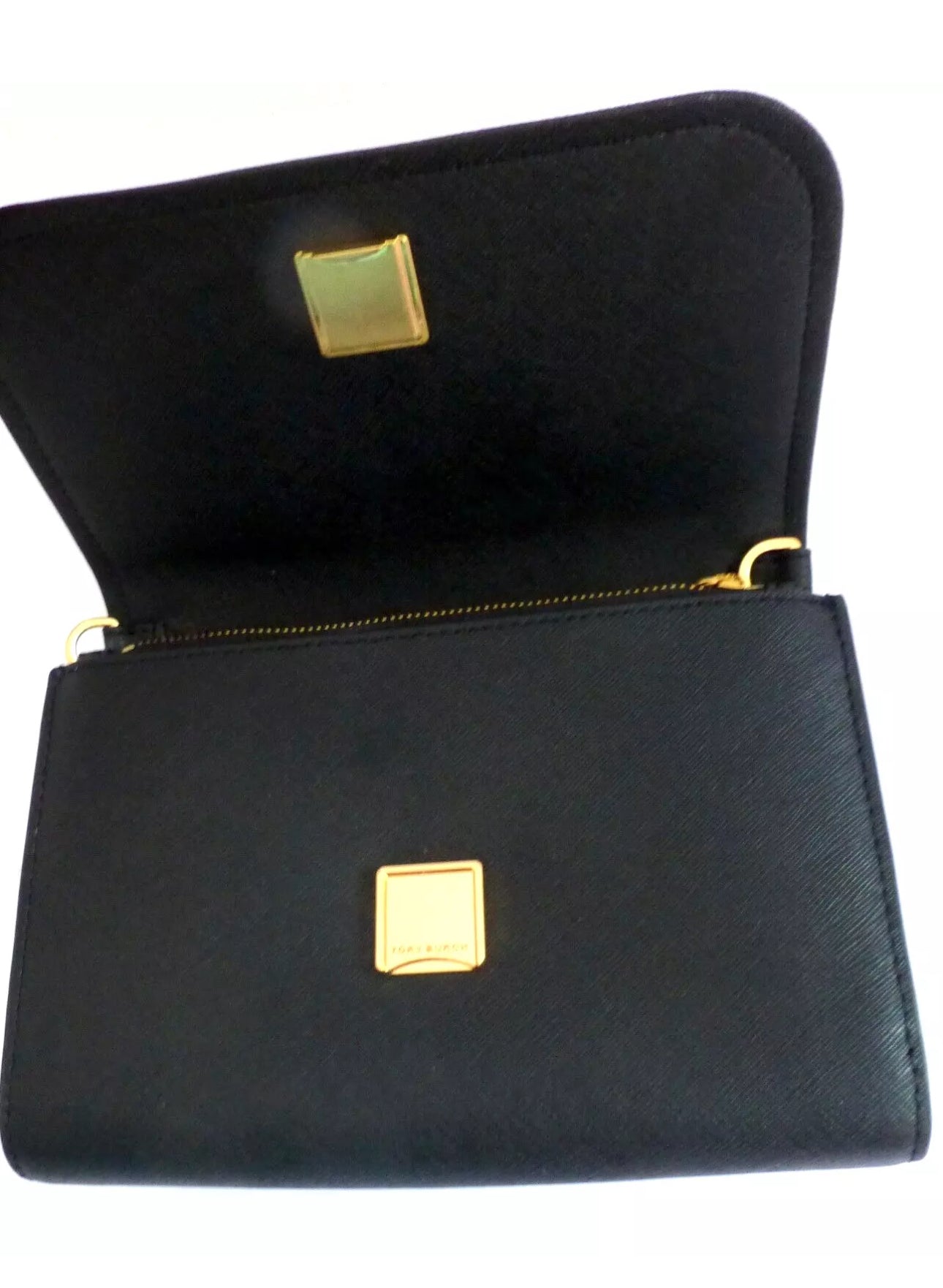 NWT Tory Burch Emerson Chain Wallet/Crossbody Bag Saffiano Leather Black