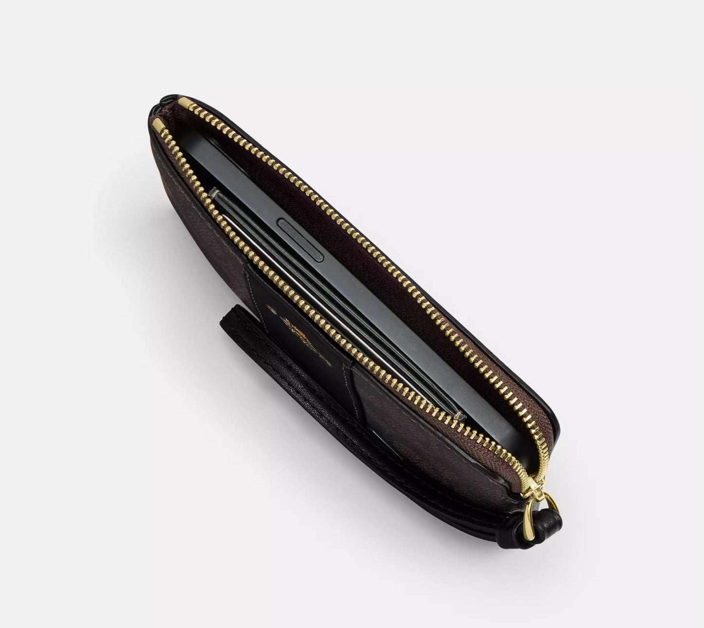 NWT Coach Corner Zip Wristlet Wallet In Signature Canvas With Stripe