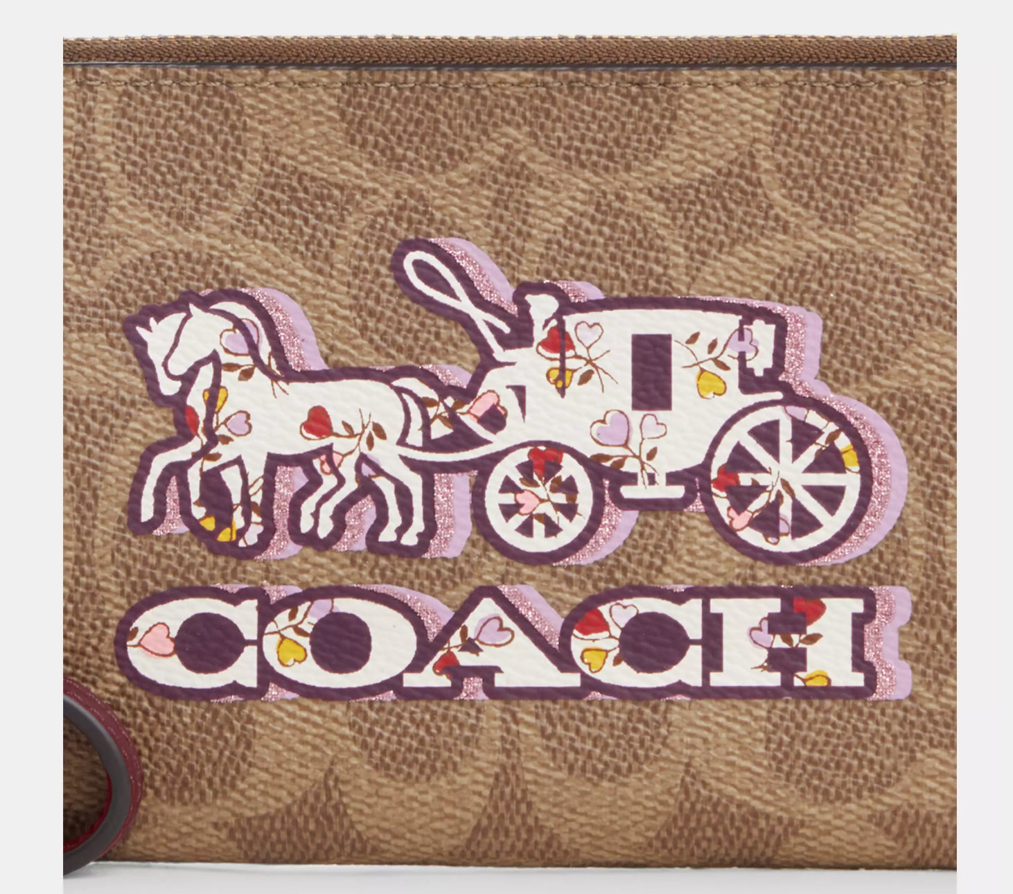 NWT Coach Corner Zip Wristlet In Signature Canvas With Horse And Carriage Print